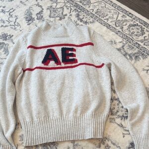 American Eagle Outfitters Gray Sweater with Red Accents